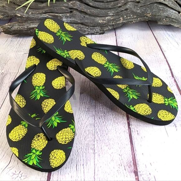 Pineapple Print Flip Flops  - Picture 2 of 7